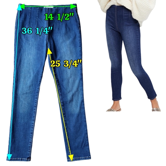 Free People Pull On Elastic Waist High Rise Ankle Skinny Jeans Modern - Picture 2 of 9